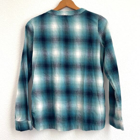 Pendleton Women’s Blue Black Plaid 100% Cotton Button Down Pajama Top Size Small - Picture 2 of 8